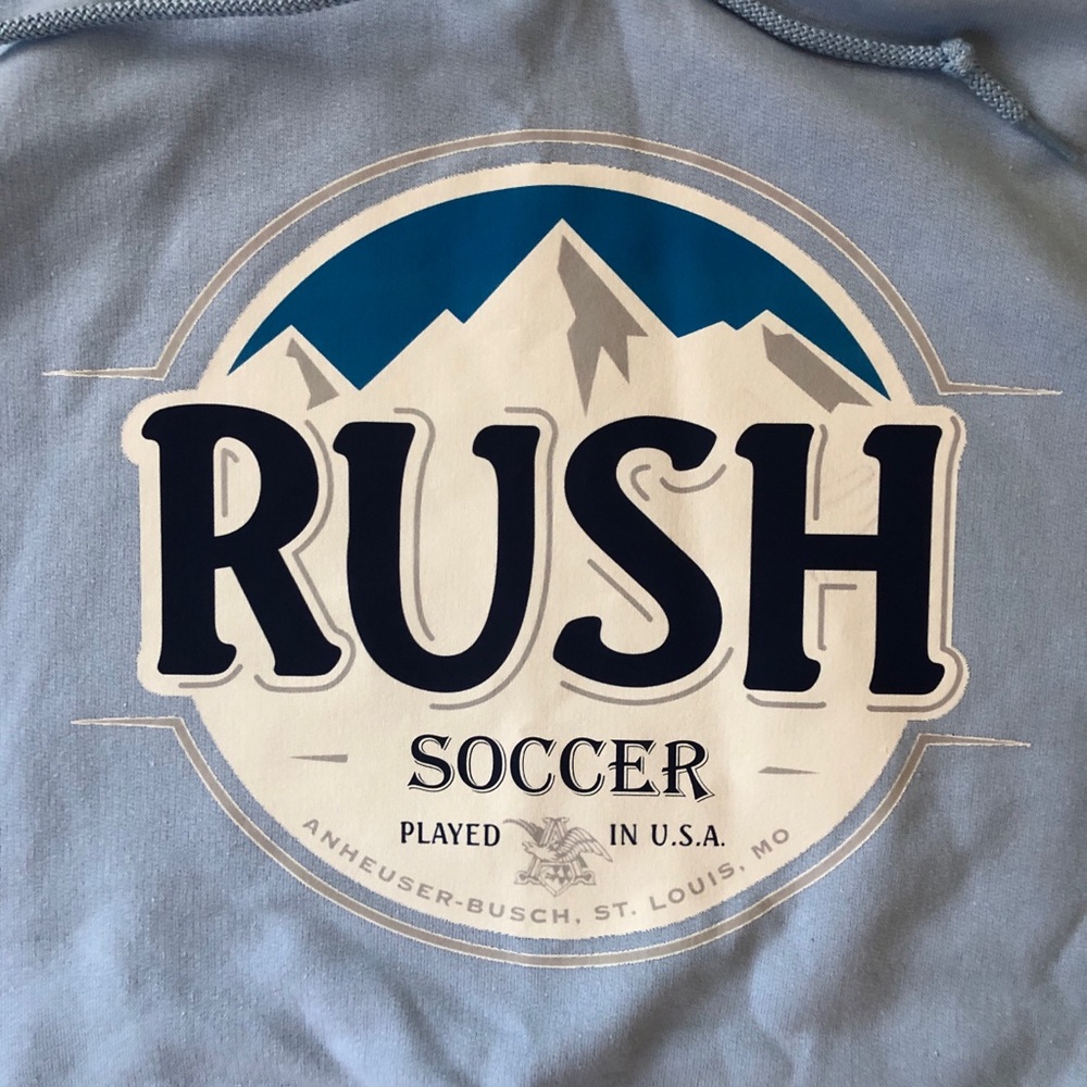 Anheuser Busch Rush Soccer Hoodie Blue Sweatshirt Sports St. Louis Fans - Picture 2 of 8